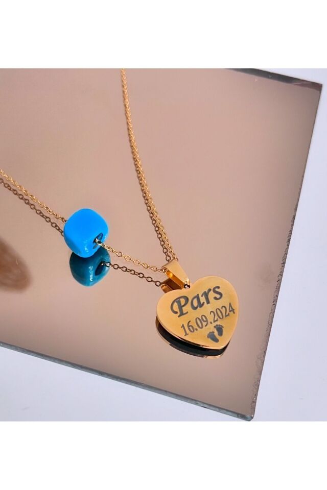 Kalp çelik kişiye özel kolye