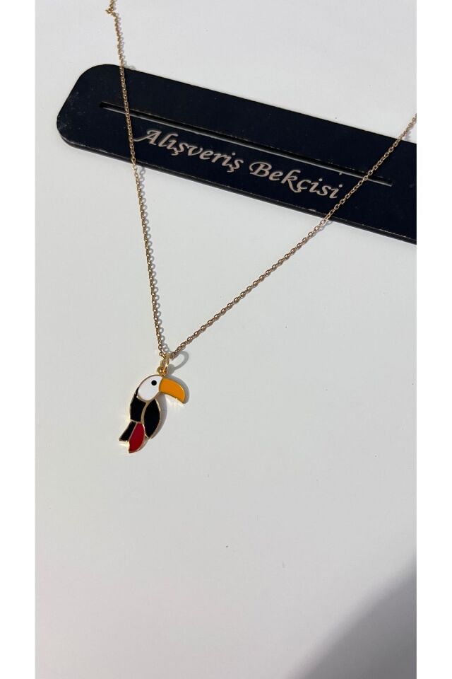 Gold siyah tukan kuşu kolye