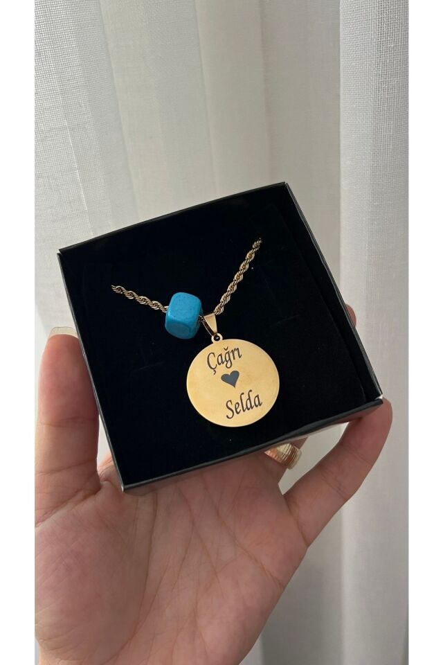 Burgu Zincirli Yuvarlak Kişiye Özel Celik Kolye