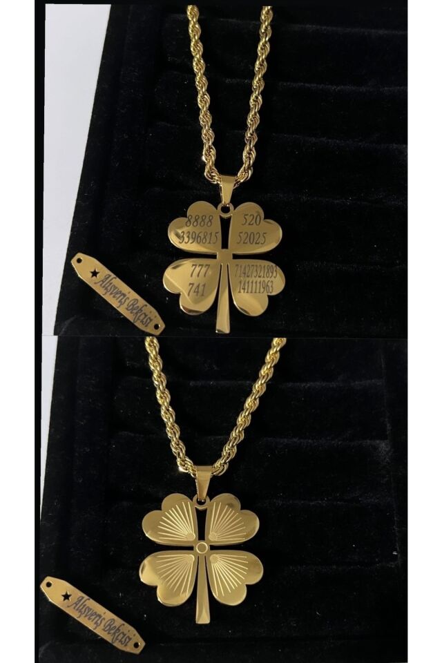 Çelik Sayı Sekansli Yonca Kolye