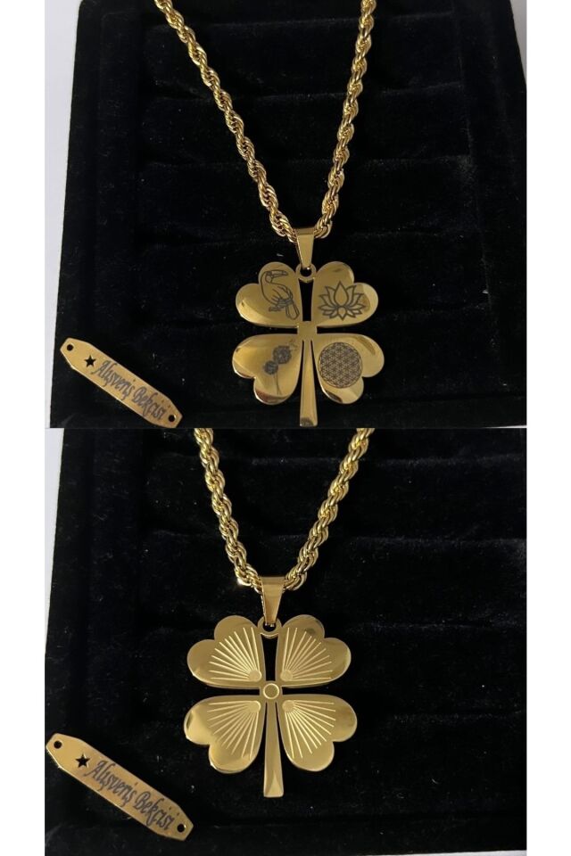 Tukan Kuşu,yaşam Çiçeği,lotus Çicegi,karahindibağ Çiçekli Tek Yön Yazılı Yonca Kolye