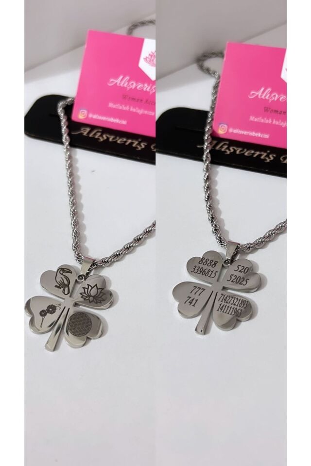 Tukan Kuşu,yaşam Çiçeği,lotus Çiçeği,karahindibag Cicekli Celik Sayı Sekanslı Yonca Kolye