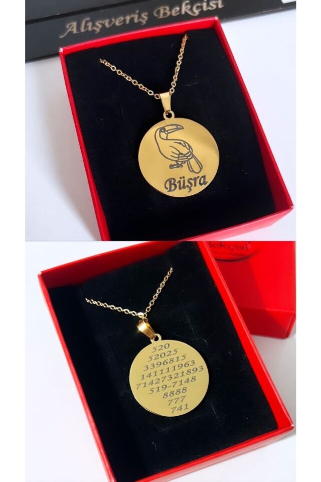 Kişiselleştirilmiş Isimli Tukan Kuşu Ve Sayi Sekanslı Çelik Plaka Kolye